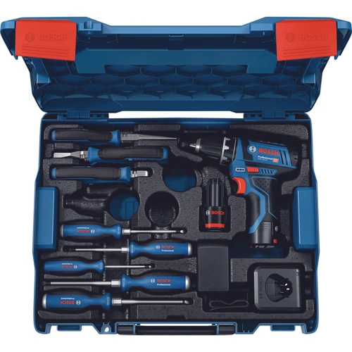 Професійний набір Bosch GSR 12V-15, 2 x GBA 12V 2.0Ah, GAL 12V-20 + набір ручного інструменту (060186810R)