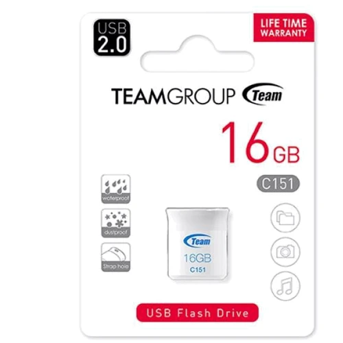 USB-флешка Team 16GB C151 USB 2.0 White (TC15116GL01): Стандарт USB USB 2.0