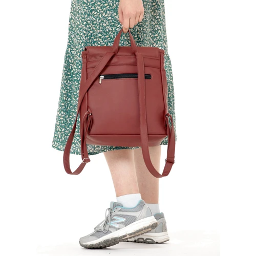 Жіночий рюкзак Sambag Loft MZN бордовий (22200005): Фактура Матовая, Гладкая