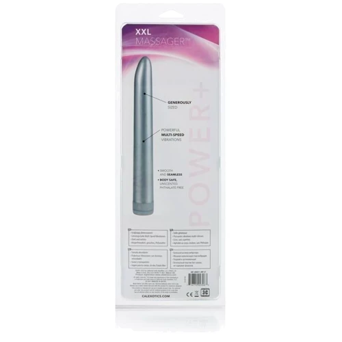 Большой пластиковый вибратор XXL Massager Platinum, 25x4 см, серебристый