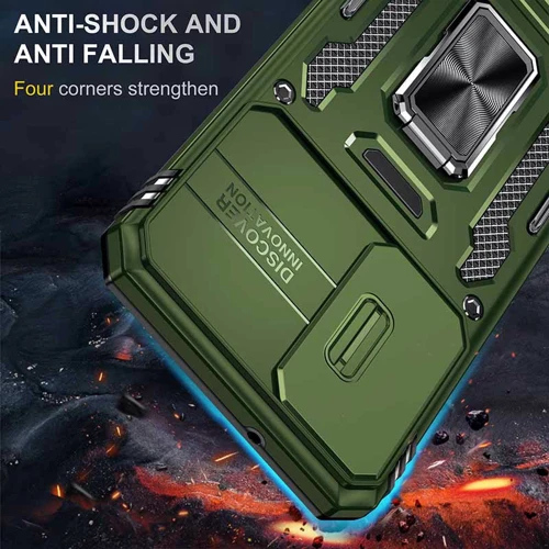 Чехол для телефонов Mobile Case Camshield Army Ring Army Green for Samsung S916 Galaxy S23 Plus: Материал TPU (термополиуретан) и поликарбонат
