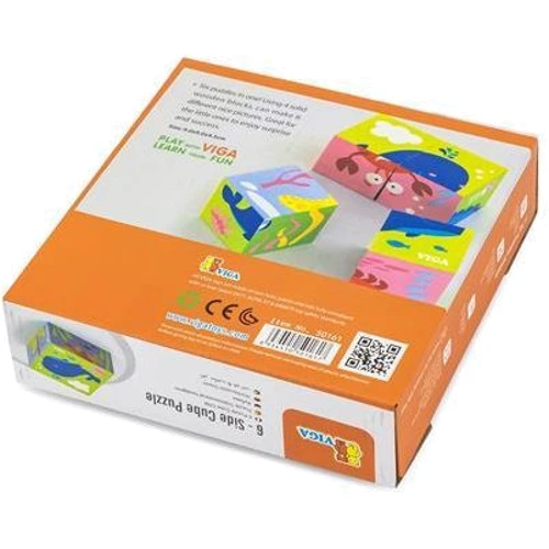Дерев'яні кубики-пазл Viga Toys Підводний світ (50161): Вік 1-2.5 года