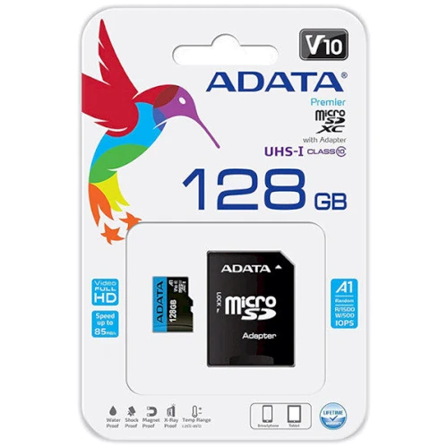 Карта пам'яті ADATA 128GB microSDXC Class 10 UHS-I A1 Premier  + adapter (AUSDX128GUICL10A1-RA1): Обсяг 128 ГБ