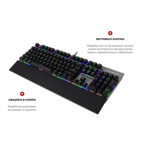 Клавиатура Motospeed CK108 USB ENG, UKR, RUS Outemu Red, RGB (mtck108mr): Подключение проводное