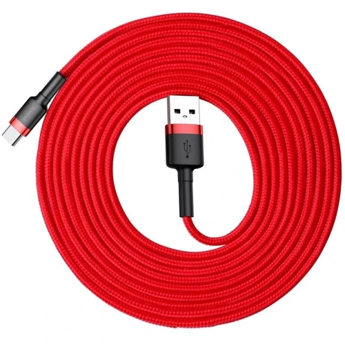 Кабель Baseus USB Cable to USB-C Cafule 2A 3m Red (CATKLF-U09) фото 3