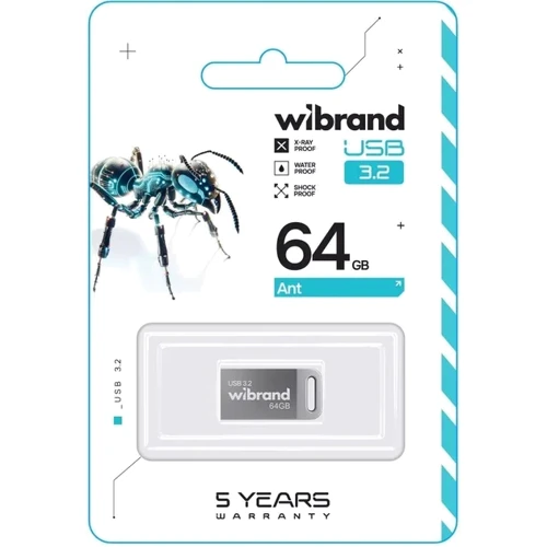 USB-флешка Wibrand 64GB Ant USB 3.2 Gen1 Silver (WI3.2/AN64M4S): Стандарт USB USB 3.2