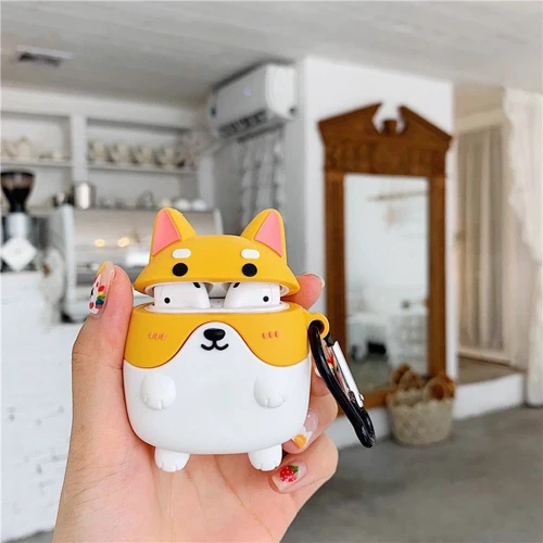 Чехол для наушников TPU Case Dogs Corgi Orange for Apple AirPods: Особенности С карабином