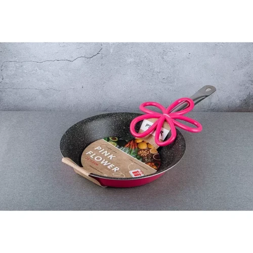 Сковорода Pepper Pink Flower 24 cм с подставкой (PR-2106-24): Тип варочной поверхности Газовая, Стеклокерамическая, Электрическая