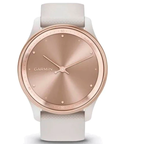 Смарт-часы Garmin Vivomove Trend Peach Gold Stainless Steel Bezel with Ivory Case and Silicone Band (010-02665-01): Время работы до 5 дней (Smartwatch mode)