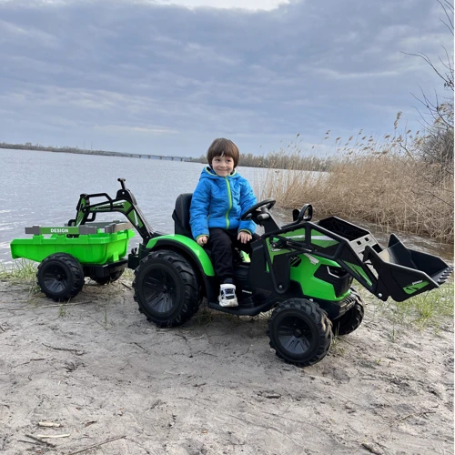Детский электромобиль Bambi Racer трактор с прицепом, зеленый (M 4847EBLR-5(24V)): Вид трактор