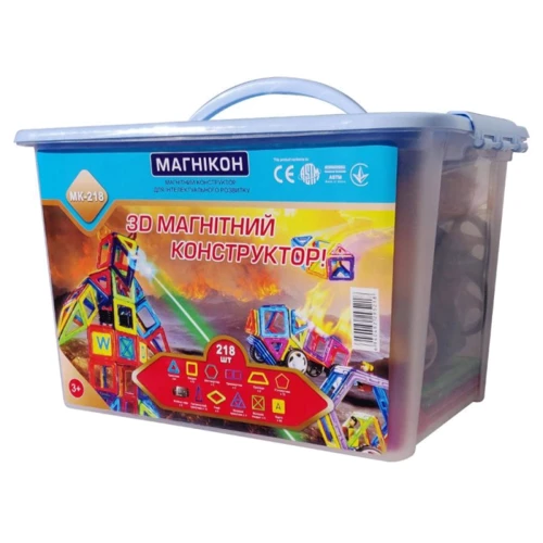 Магнитный конструктор Магнікон, 218 деталей Plastic box (MK-218) фото 8