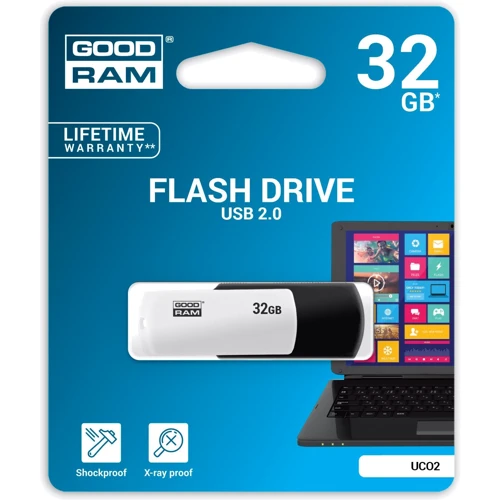 USB-флешка GOODRAM 32GB UCO2 USB 2.0 Black/White(UCO2-0320KWR11): Стандарт USB USB 2.0