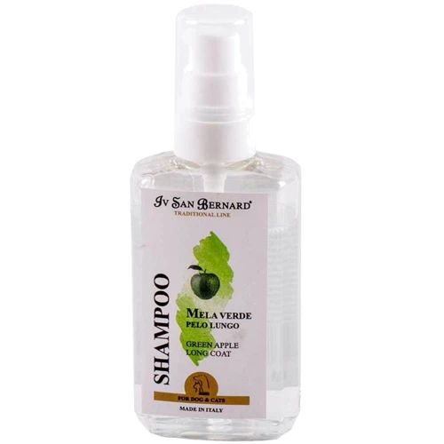 Шампунь для длинной шерсти для собак и кошек Iv San Bernard Green Apple смягчающий с зеленым яблоком 100 мл (6174 SHAM100)