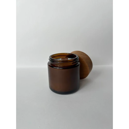 Свічка соєва в склянці Glowing fire, 8х6 см (коричнева склянка)