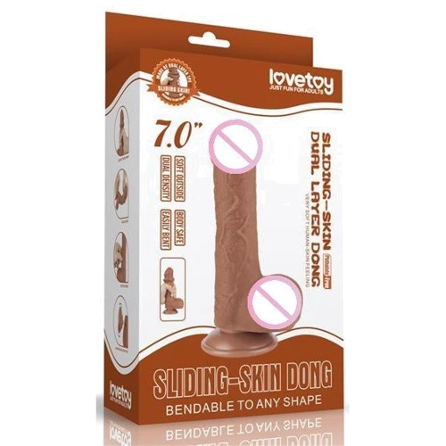 Фаллоимитатор LoveToy Sliding-Skin Dual Layer Dong 7" Brown