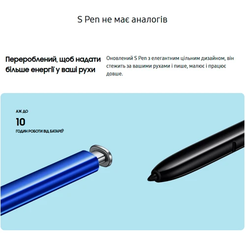 Стілус Samsung S Pen Black (EJ-PN970BBRGRU) для Samsung Galaxy Note 10 / 10+: Колір черный