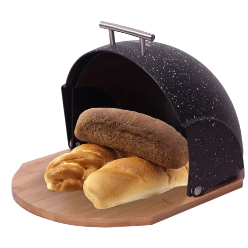 Хлібниця Kamille 38.5х26.5 см чорна (KM-1106-BK)