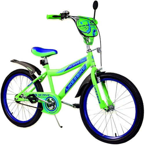 Велосипед детский 2-х колёсный 20" 192027 Like2bike Active, салатовый, без тренировочных колёс