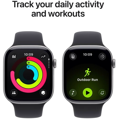 Apple Watch Series 11 GPS + Cellular 42mm Space Grey Aluminium Case with Black Sport Band - M/L (MF8C4)