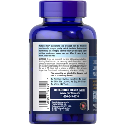 Puritan's Pride Triple Strength Glucosamine, Chondroitin & MSM Joint Soother 90 caps: Тип Глюкозамін