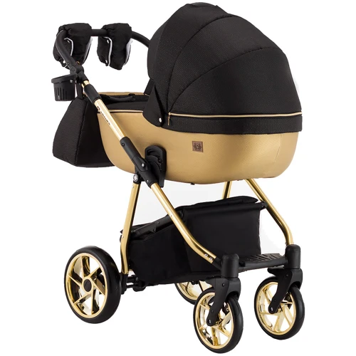 Коляска 2 в 1 Adamex Hybryd Plus Polar (Gold) BR619 черный (золотой люрекс) - золотая кожа (623692): Возможность установки люльки есть