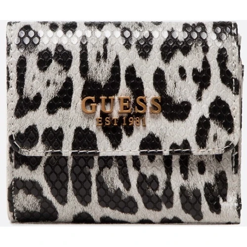 Женский кошелек GUESS CENTRE STAGE SLG CRD & CN PRS BWP - BLACK/WHITE LE леопардово белый (SWLB8504440-BWP)