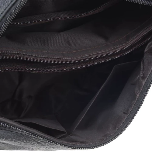 Женская сумка через плечо Borsa Leather черная (1t300-black): Застежка Молния
