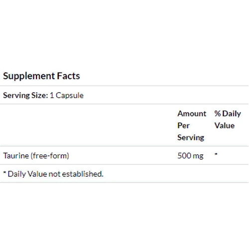 Bluebonnet Nutrition, Taurine, 500 mg, 50 Veggie Caps (84): Форма выпуска Капсулы