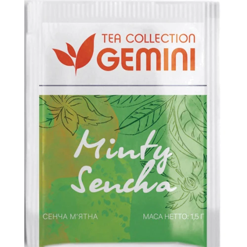 Чай Gemini зелёный Tea Collection Minty Sencha пакетированный 50х1.5 г (4820156430690) фото 1