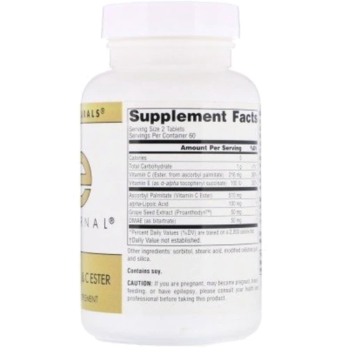 Source Naturals Skin Eternal with DMAE Lipoic Acid and C Ester 120 Tabs Здоровье кожи с DMAE и альфа-липоевой кислотой: Форма выпуска Таблетки