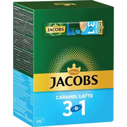 Напиток кофейный растворимый Jacobs Caramel Latte 3в1 24х12.3 г (4820206290571): Вес нетто 295.2 г