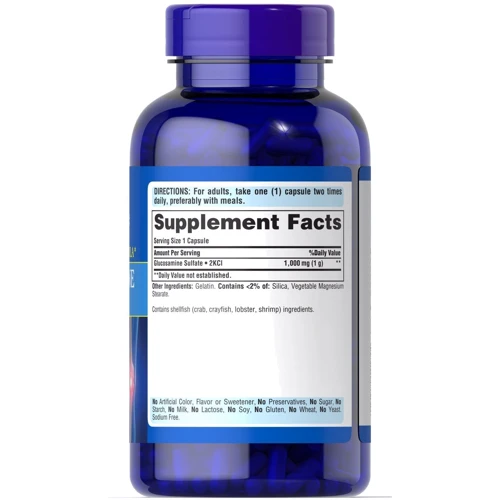 Puritan's Pride Glucosamine Sulfate 1000 mg Глюкозамін сульфат 240 капсул: Форма випуску капсули
