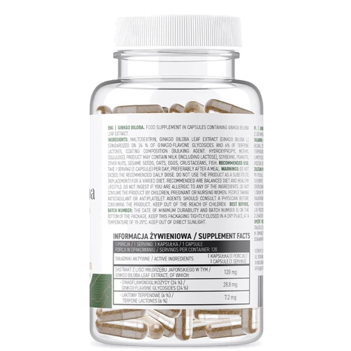 OstroVit Vege Ginkgo Biloba Гінкго Білоба 120 капсул фото 3