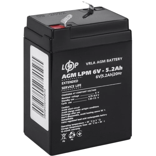 Аккумуляторная батарея LogicPower LPM 6V 5.2 Ah, AGM (4158): Количество циклов 400