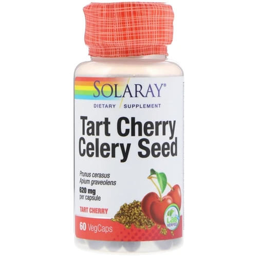 

Solaray, Tart Cherry Celery Seed, 620 mg, 60 VegCaps (SOR-17404)