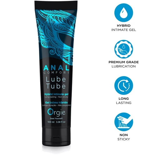 Гибридный анальный лубрикант Orgie Lube Tube Anal Comfort, 100 мл, водная основа, имитация силикона