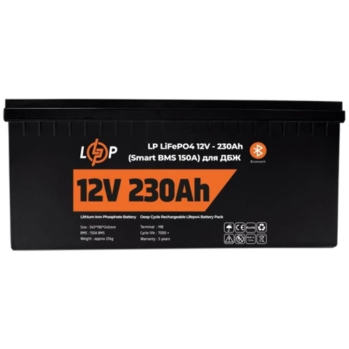 

Аккумулятор LogicPower LiFePO4 12V 230 Ah (12.8V) 230 Ah (2944Wh) (Smart Bms 150А) пластик