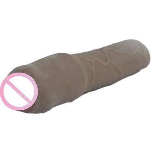 Насадка для увеличения члена CyberSkin 3" Xtra Thick Uncut Penis Extension, + 7,5 см, коричневый