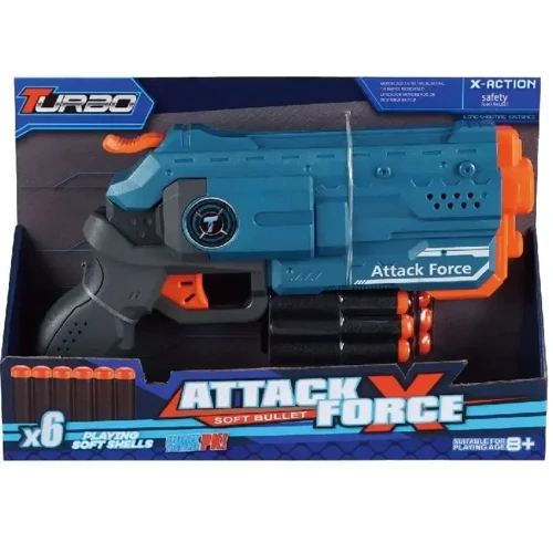 Игрушечный пистолет Turbo Attack Force с мягкими патронами 6 шт. (ВТ306)