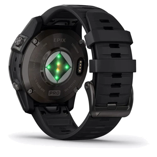 Смарт-часы Garmin Epix Pro (Gen 2) 47mm Sapphire Carbon Grey DLC Titanium with Black Band (010-02803-11): Фитнес-функции Шагомер, Умный будильник, Секундомер, Пульсометр, Пульсоксиметр, Подсчет калорий, Альтиметр, GPS-модуль