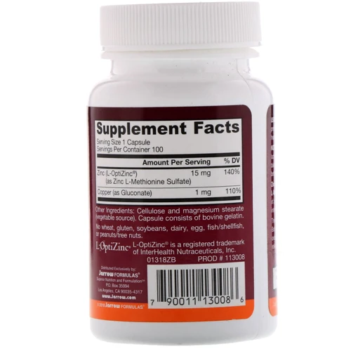 Jarrow Formulas Zinc Balance 100 Caps Цинк: Тип Цинк