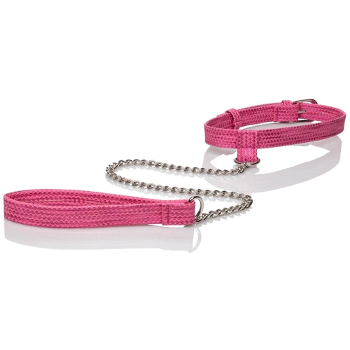 CalExotics Tickle Me Pink Collar w Leash - дизайнерский ошейник с поводком