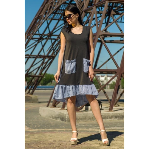 Платье FLFashion Шамони ЗПШ 1213 48 черное повседневное до середины бедра