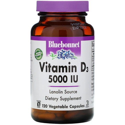 Bluebonnet Nutrition, Vitamin D3, 5,000 IU, 120 Vegetable Capsule (369)