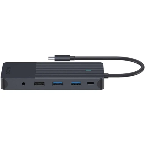 Адаптер Rapoo Adapter UCM-2006 USB-C to 2xUSB-C+USB2.0+2xUSB3.0+HDMI+DisplayPort+SD+RJ45+3.5mm Black: Додаткові роз'єми 3.5mm Headphone, Ethernet, SD+TF Card, HDMI, DisplayPort, USB OTG, USB-C