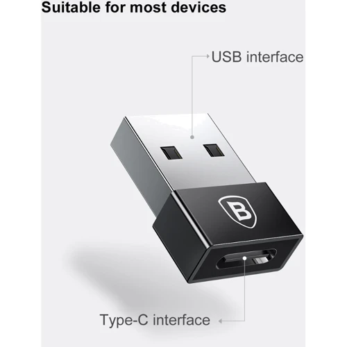Адаптер Baseus Adapter USB to USB-C Exquisite Black (CATJQ-A01): Цвет черный