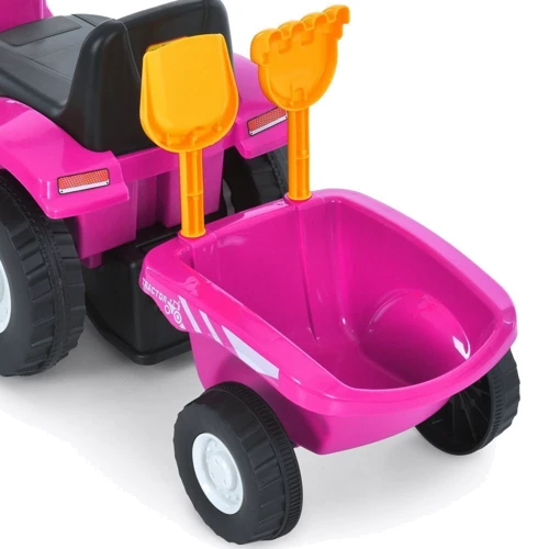 Дитячий електромобіль-каталка 2в1 Bambi Трактор з рожевим причепом (M 6153B-8)