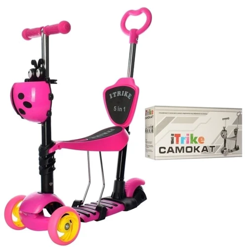 Детский самокат 5в1 iTrike MAXI (JR 3-026-L-P): Количество колес 3