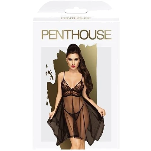 Бэби-долл с ажурным браллетом и ассиметричным подолом Penthouse - Naughty Doll Blue M/L