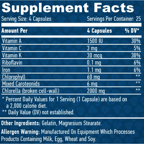 Haya Labs Broken Cell Wall Chlorella Хлорелла 100 капсул: Форма выпуска Капсулы